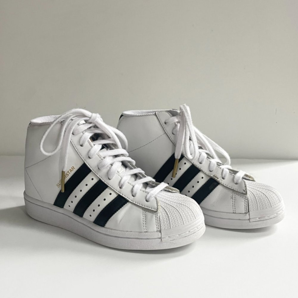 Adidas Originals Superstar White Black Gold Women Casual Wedge Sneaker Size 6US